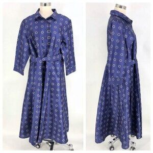 eshakti Wayward Dress Women's Size 3X 24W Blue Midi Length 3/4 sleeve Pockets